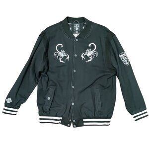 Crooks and Castles Long Sleeve Preppy Varsity Bomber Jacket Black Men's Size M